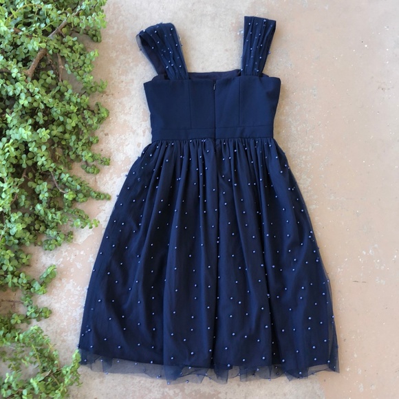 Gal Meets Glam Delores Navy Pearl Fit Flare Dress - Picture 4 of 6